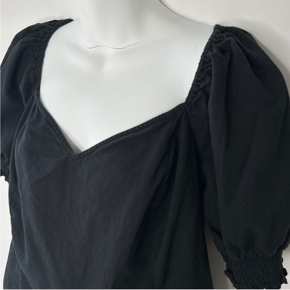 AVA & VIV Black Puff Sleeve Smocked Back Top Whimsigoth Regency Size 1X - Picture 5 of 8